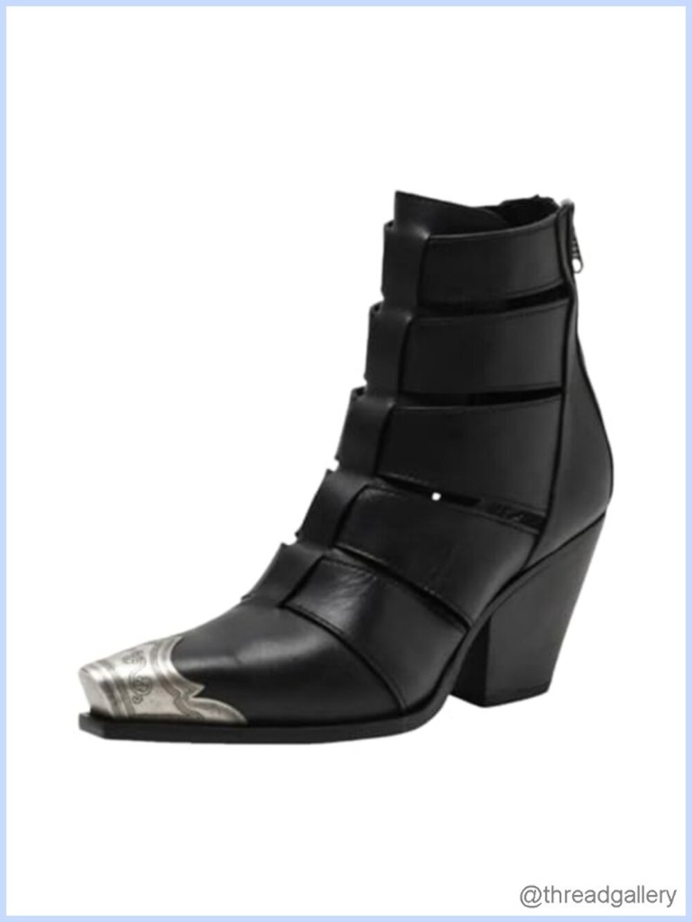 Women's Western Ankle Boots Stacked Block Heel Faux Leather Booties